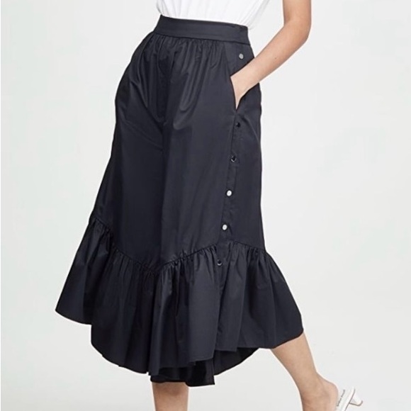 NWT Tibi Size 4 Cotton Poplin Tech Flare Culotte Pant w Ruffle & side snap - Picture 8 of 9